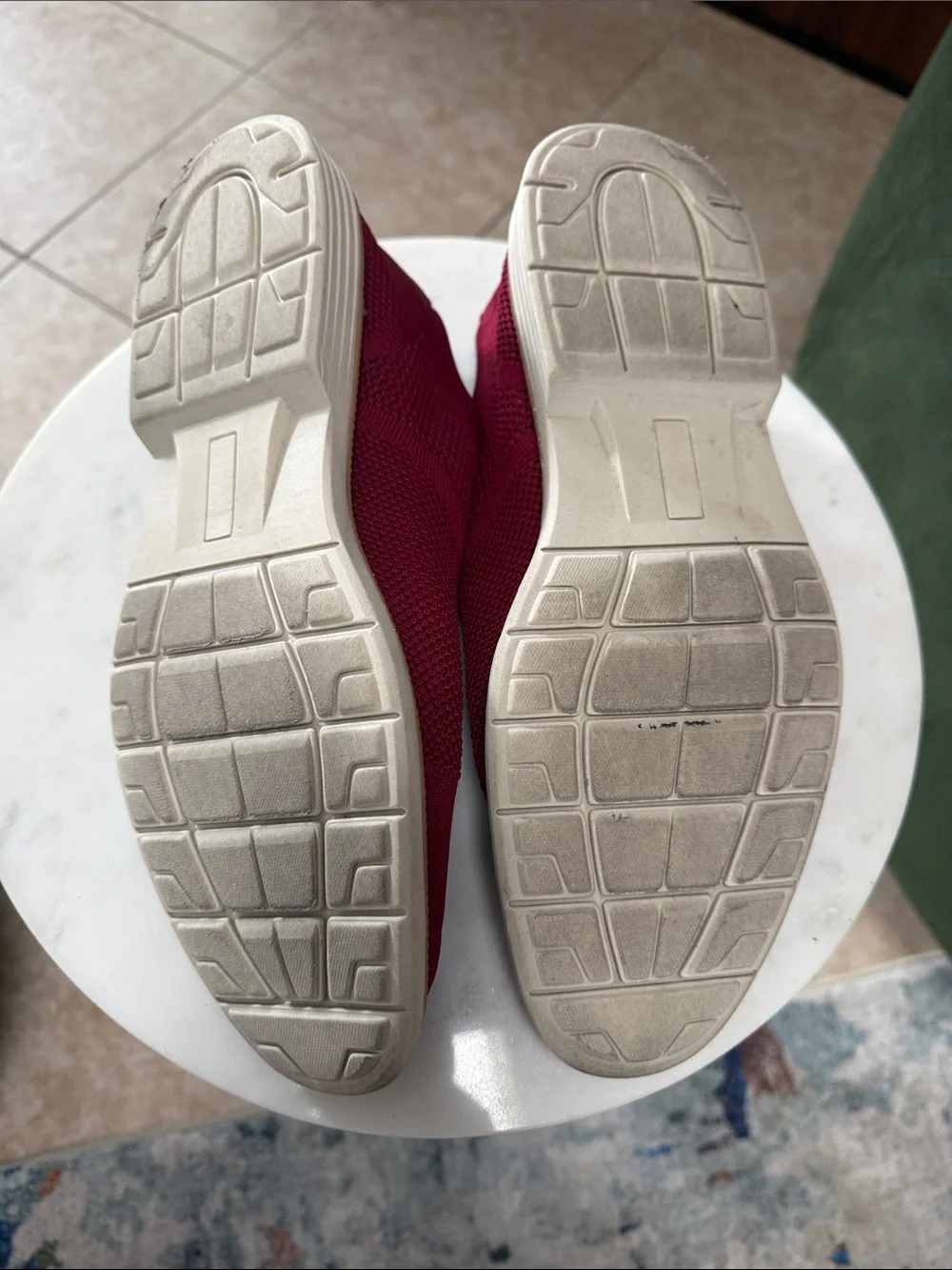 Alfani Alfatech Red Knit Lace-Up Sneakers with off white sole